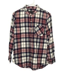 BANANA Republic Factory Plaid Flannel Button Down Size Small